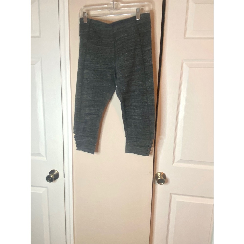 Calvin Klein Performance Gray Space Dye Cropped Leggings Lattice Cuff Large